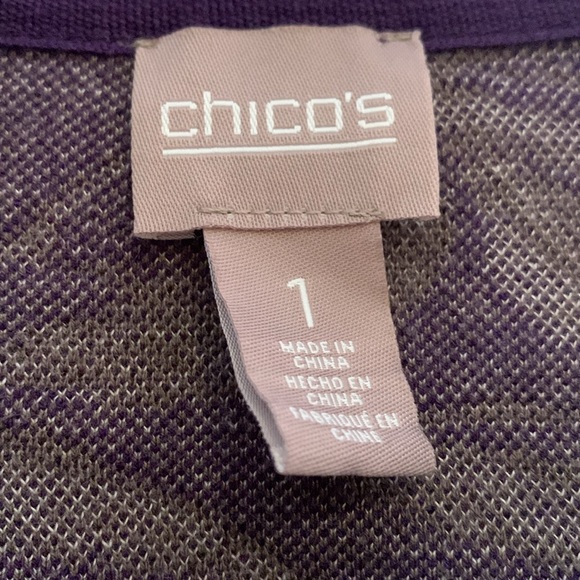 Chicos Purple Leaf Print Cardigan Sweater - Picture 4 of 4